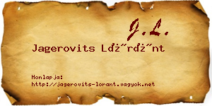 Jagerovits Lóránt névjegykártya